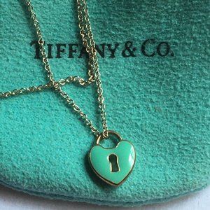 Tiffany  Sterling Silver Blue Enamel Mini Heart